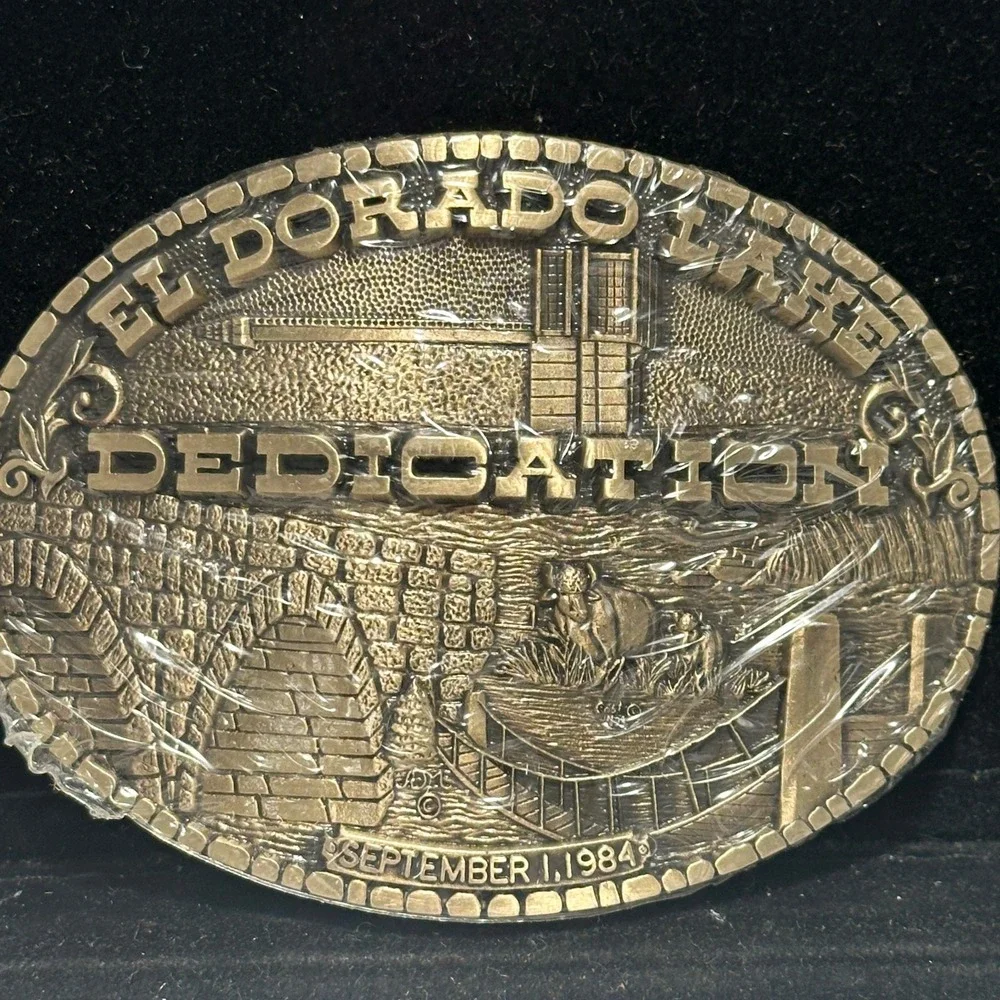 1984 El Dorado Lake Kansas Dedication Solid Brass Belt Buckle 677 Stephen Cost